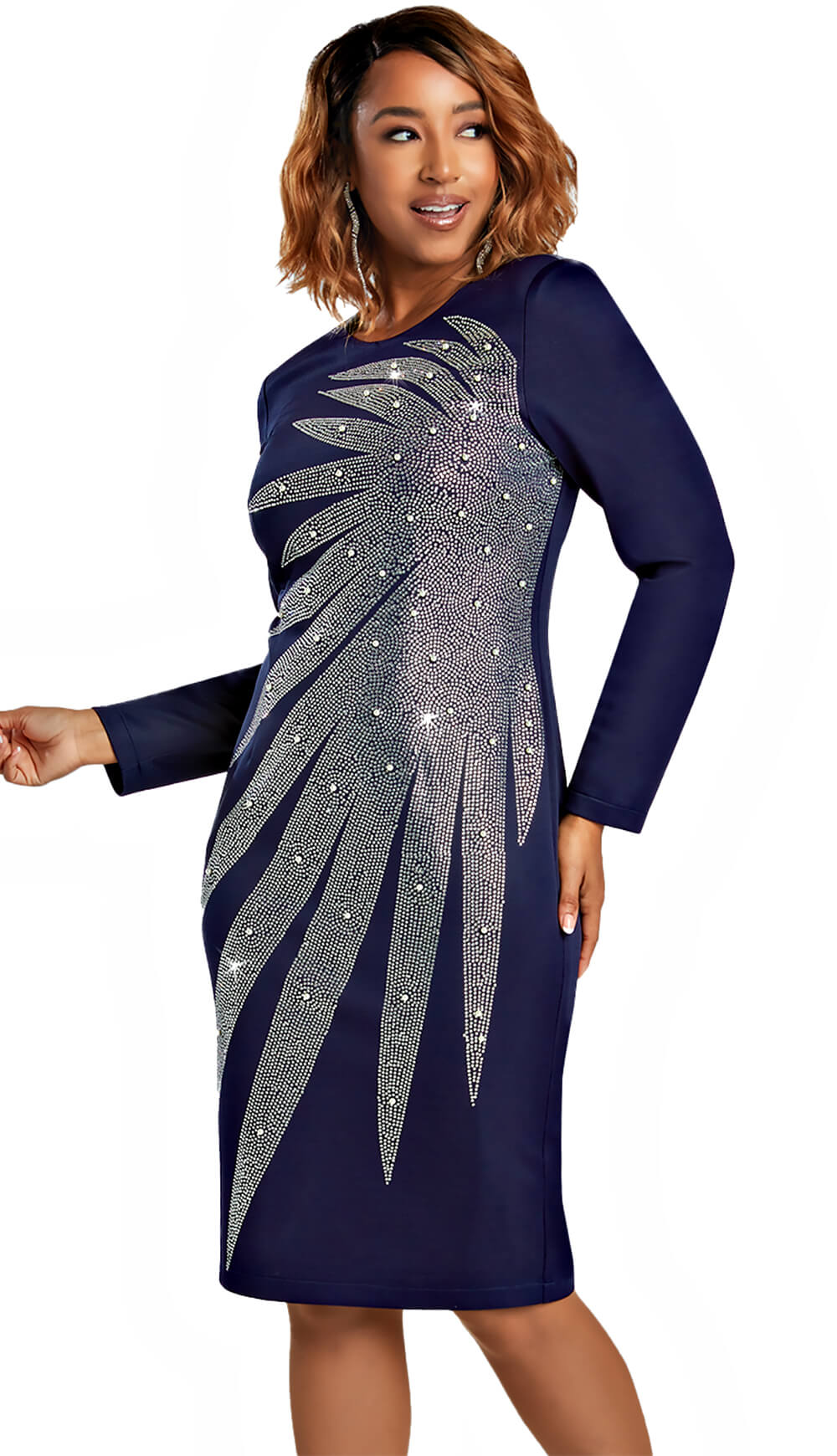Donnavinci 1 Piece Dress 12100-NVY Size 8-20