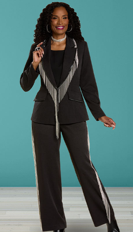 Donna Vinci 3 Piece Pant Suit 12125-BLK Size 8-20