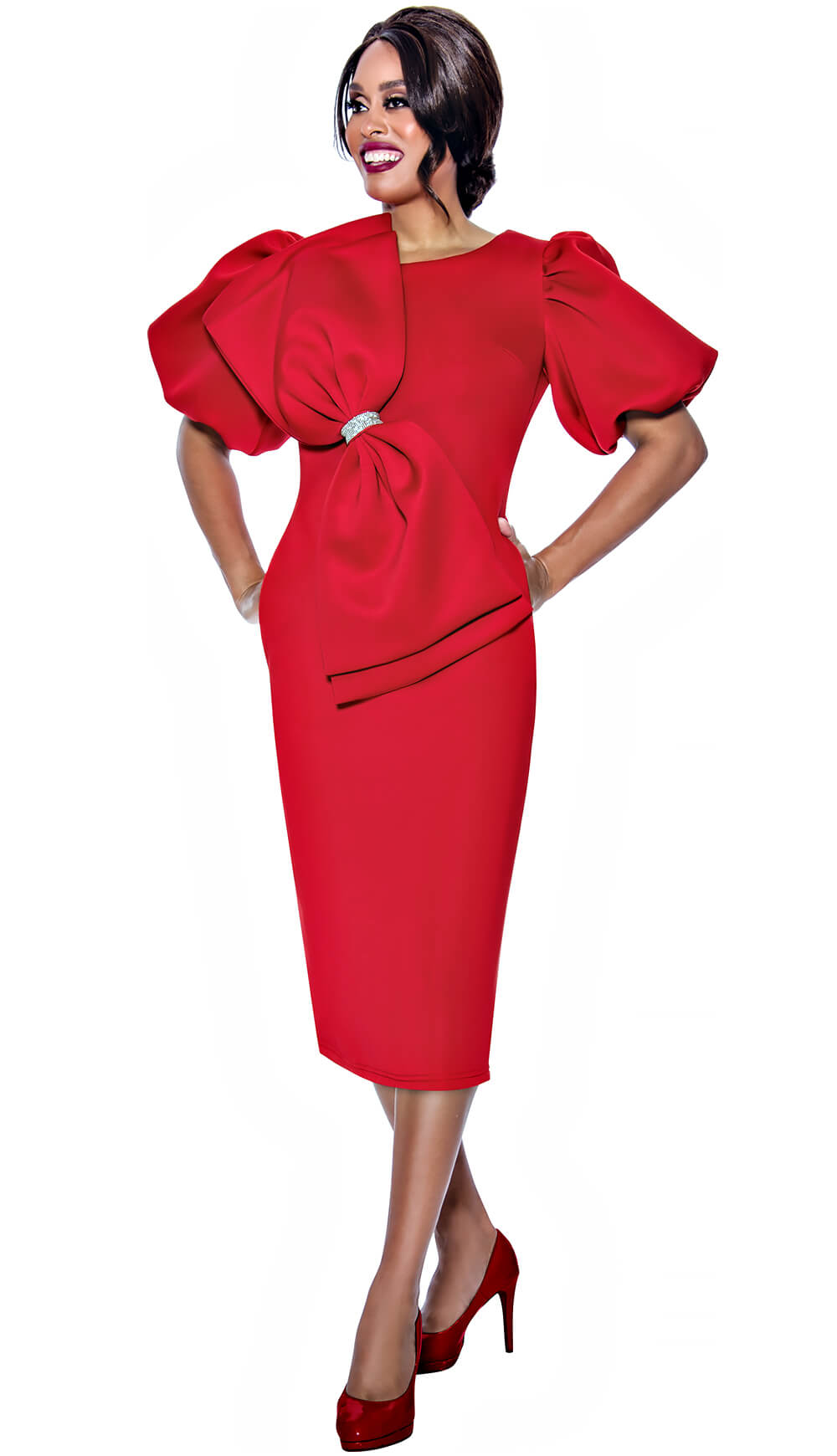 Dresses By Nubiano 1 Piece Scuba Dress 12351-RED Size 8-26W