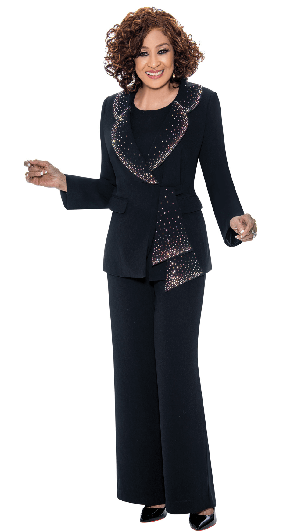 Dorinda Clark Cole 3 Piece Pant Suit DCC309093-BLK Size 8-26W