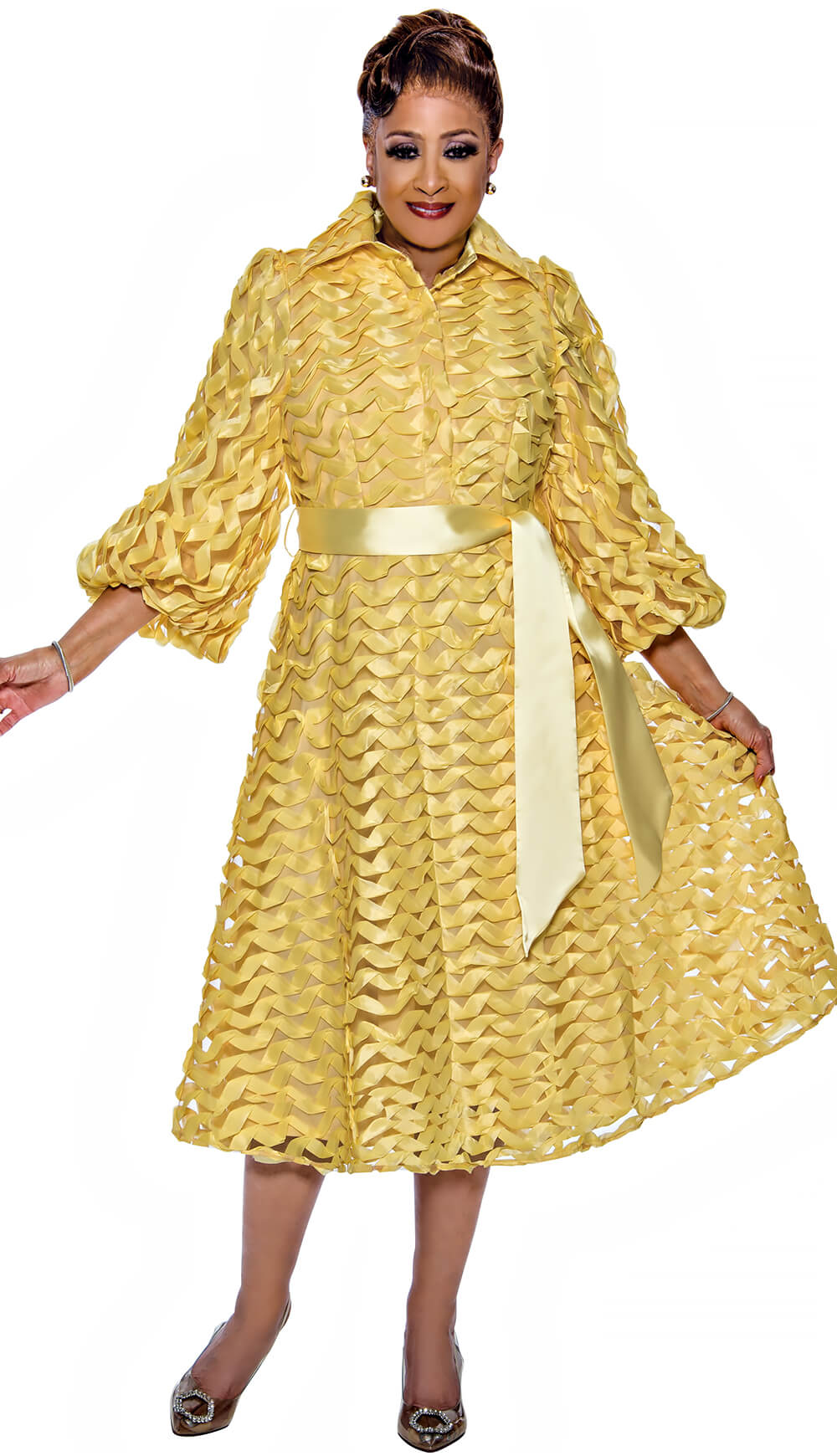 Dorinda Clark Cole 1 Piece Dress DCC5261-YEL Size 8-26W