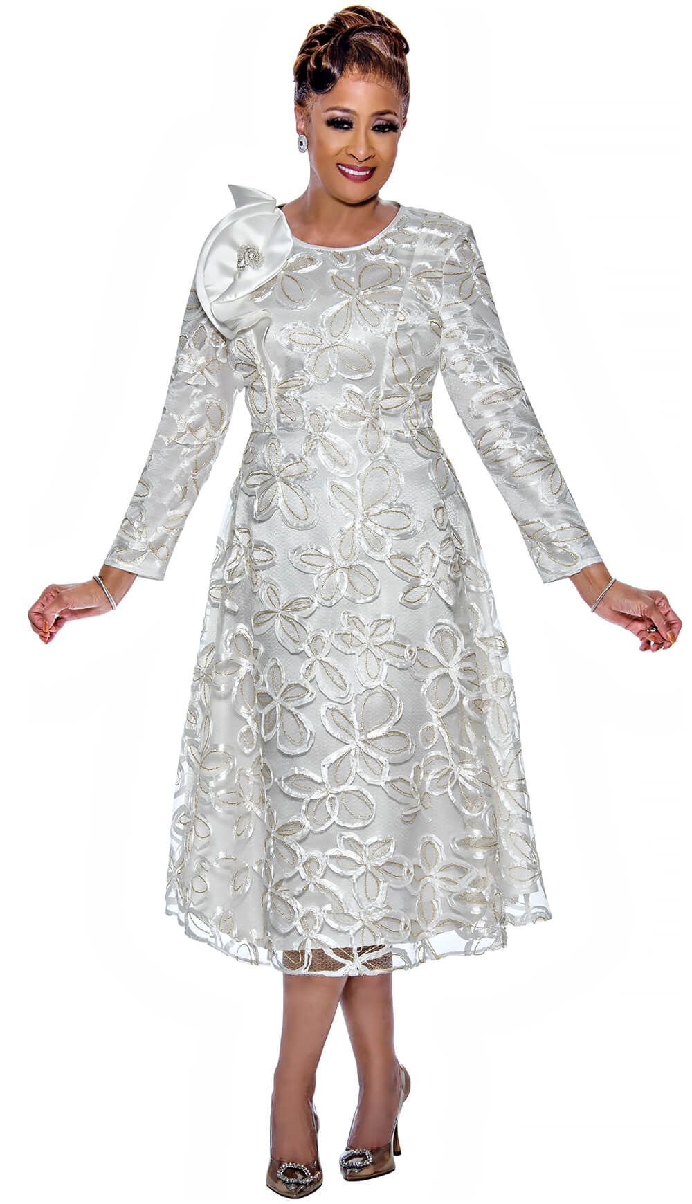 Dorinda Clark Cole 1 Piece Dress DCC5271-WH Size 8-30W