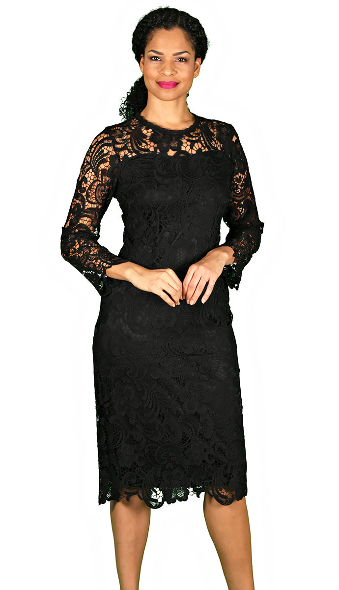 Diana 1 Piece Lace Dress 7069-BK Size 8-24