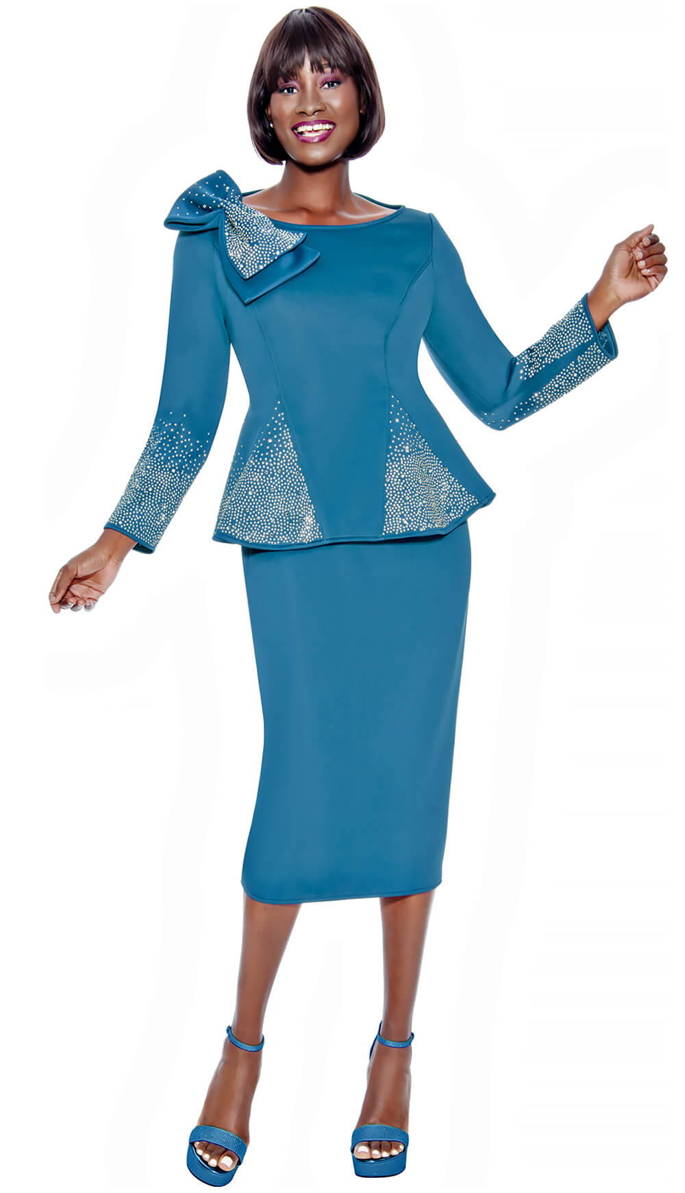 Terramina 2 Piece Skirt Suit 7108-BL Size 8-24