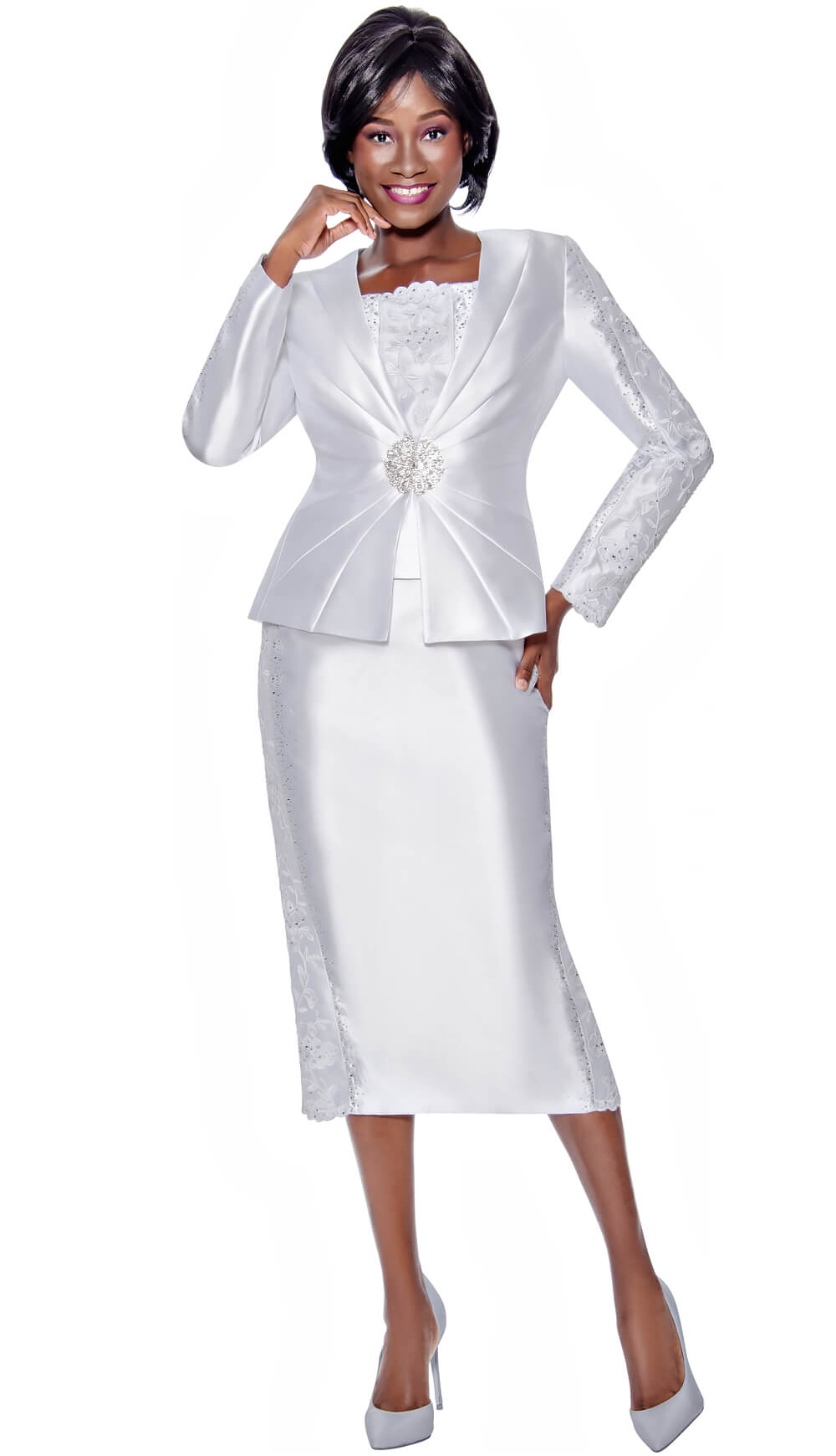 Terramina 3 Piece Skirt Suit 7145-WH Size 8-24