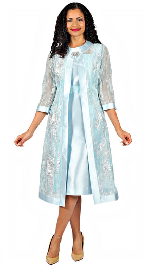 Diana 2 Piece Brocade Dress & Jacket 8656-BL Size 8-24