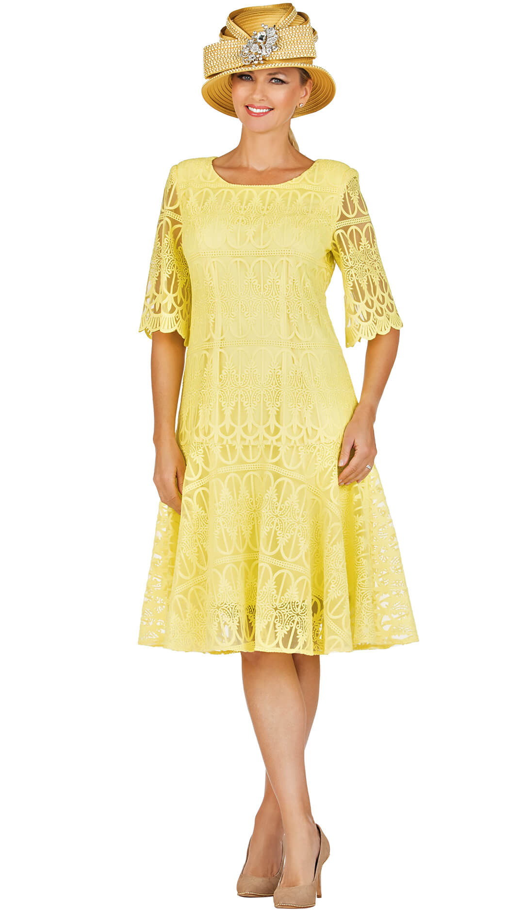 Giovanna 1 Piece Lace Dress D1541-YEL Size 8-24W