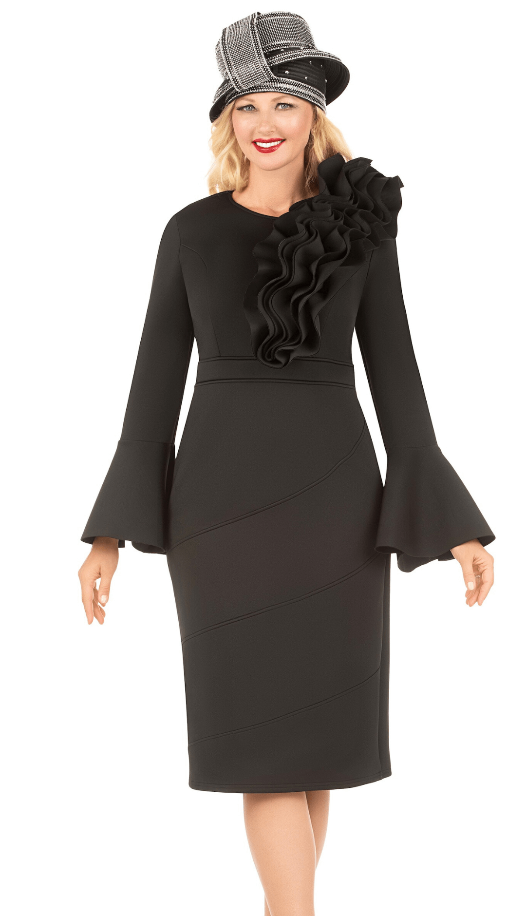 Giovanna 1 Piece Scuba Dress DP2401-BLK Size S-4X