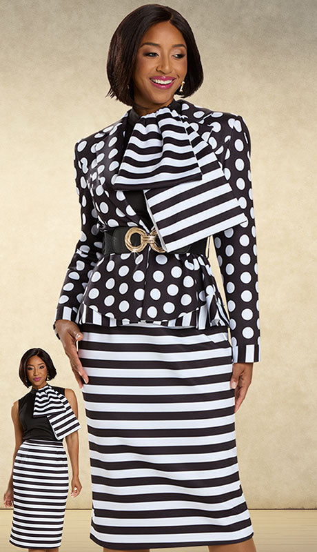 Donnavinci 3 Piece Twill Skirt Suit 12149-BW Size 8-20