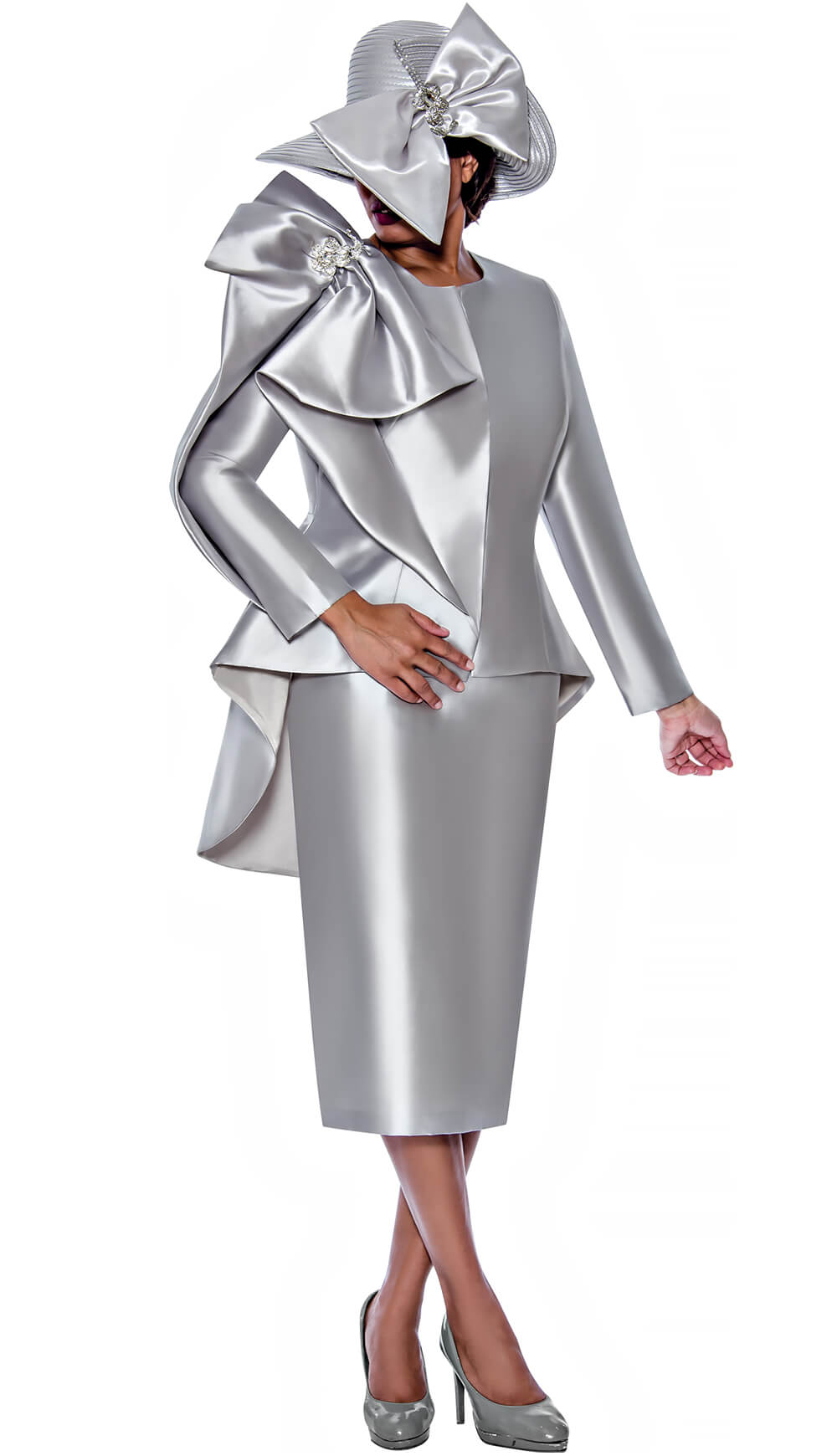 GMI 2 Piece Skirt Suit 10032-SIL Size 8-30W