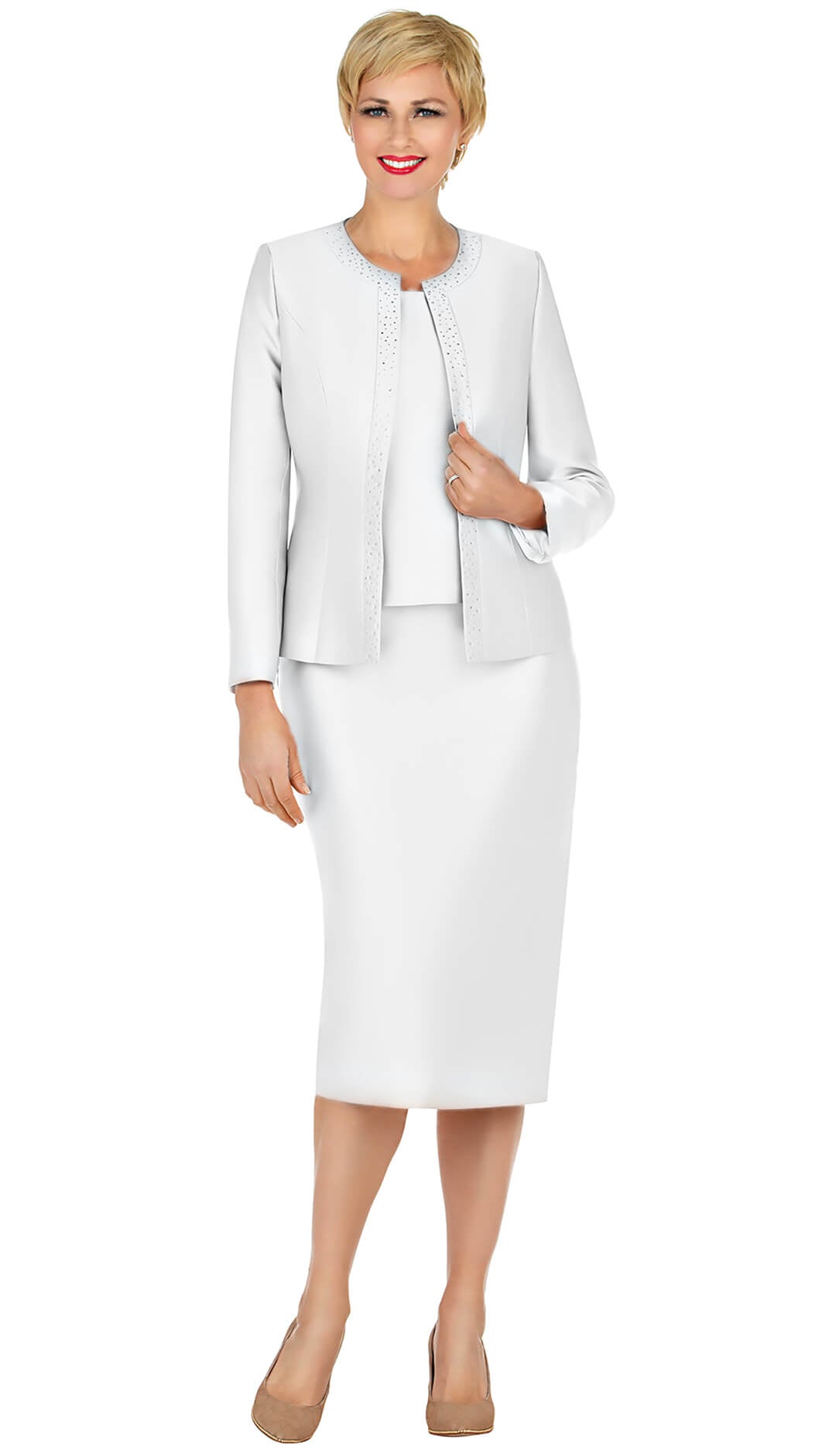 Giovanna 3 Piece Skirt Suit G1153-WH Size 8-26W