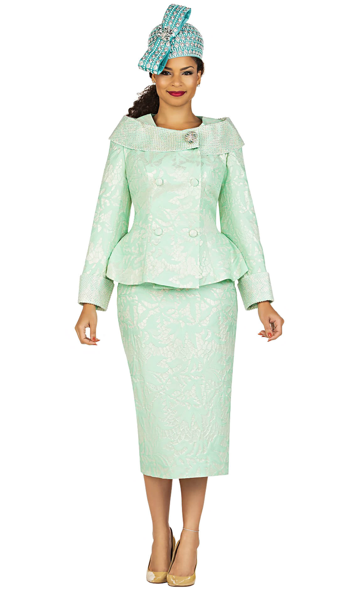 Giovanna 2 Piece Skirt Suit G1162-MNT Size 10-24W