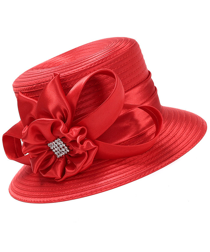 Giovanna Satin Ribbon Hat HR944-Red