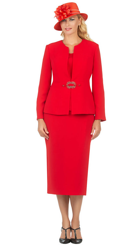 Giovanna 3 Piece Skirt Suit S0650-RD Size 18