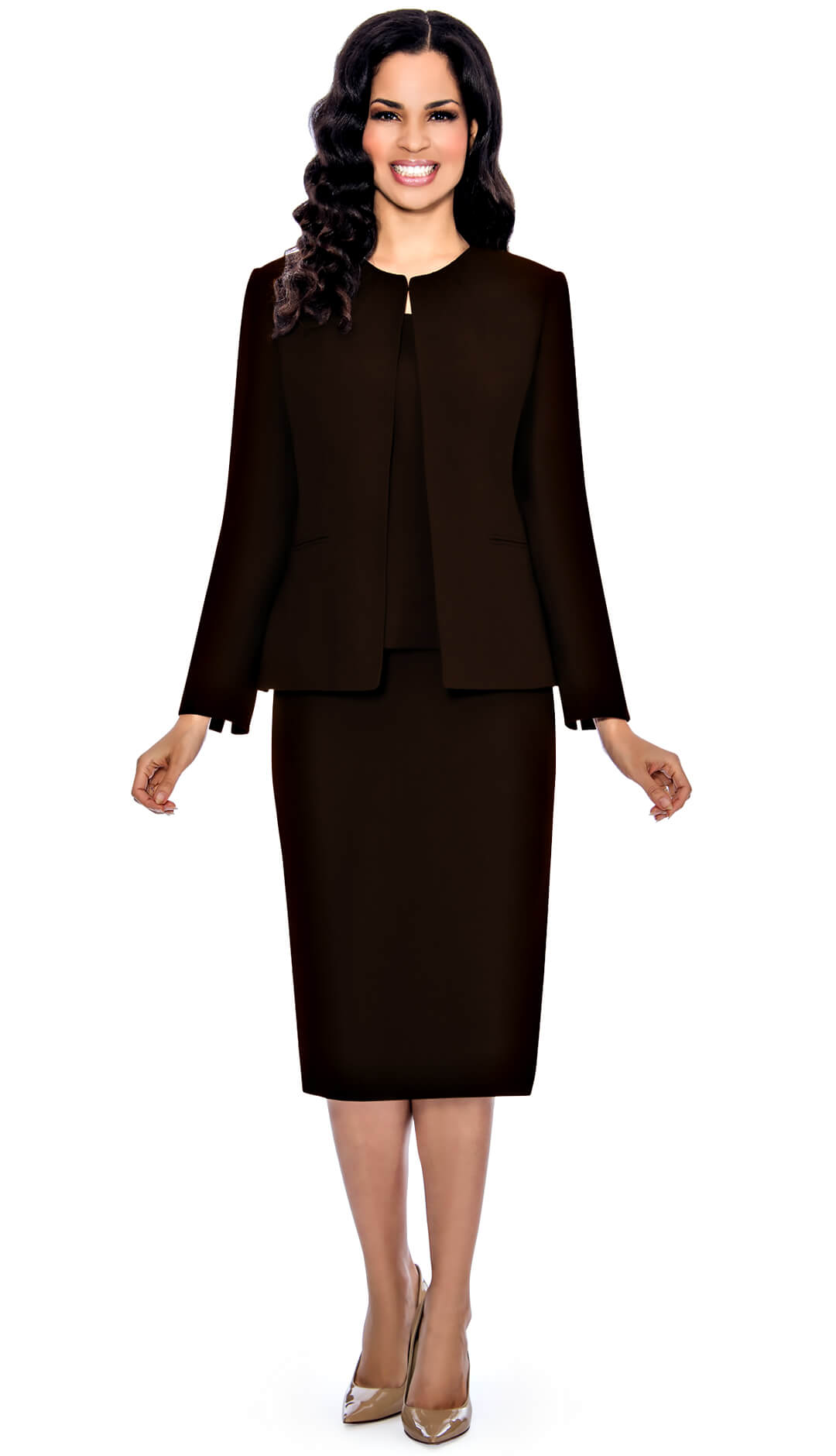 Giovanna 3 Piece Skirt Suit S0721-BRN Size 10-22W
