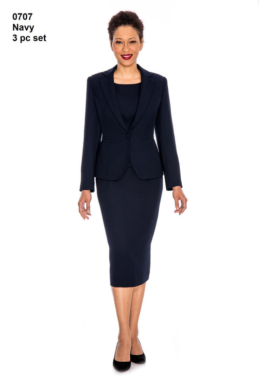 Giovanna 3 Piece Skirt Suit 0707-NV Size 18W-24W