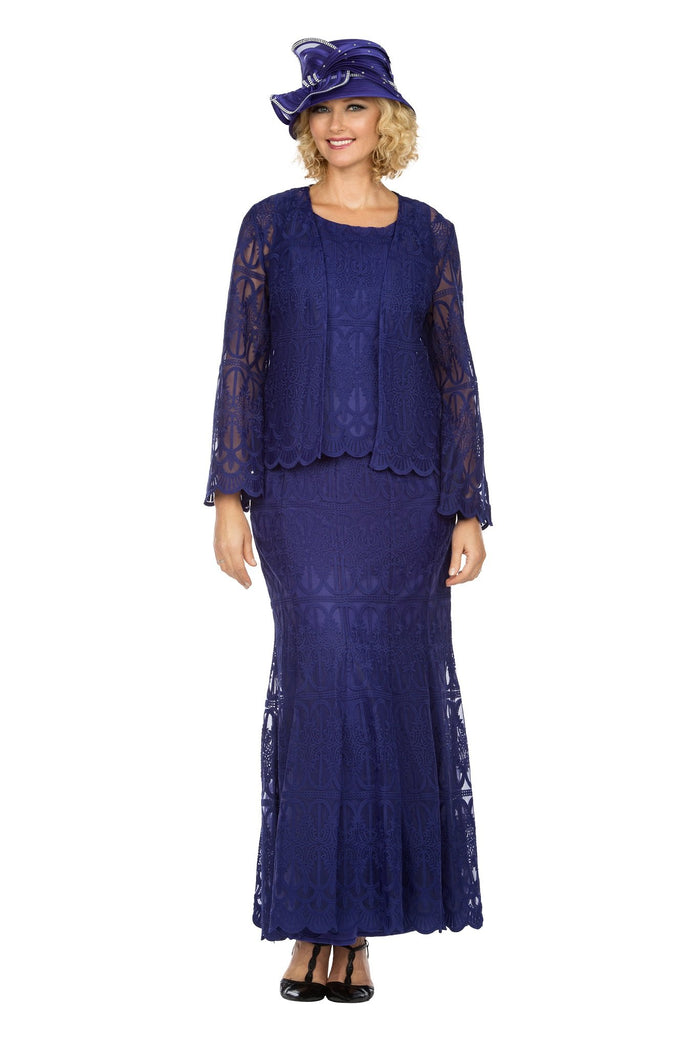 Giovanna 3 Piece Lace Skirt Suit 0946-PUR Sizes 12-24W