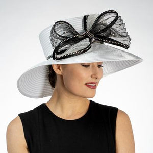 satin ribbon hat, 321911, black-white