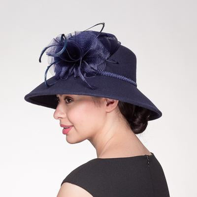 Crinoline Bow Wool Felt Hat 400803 Navy