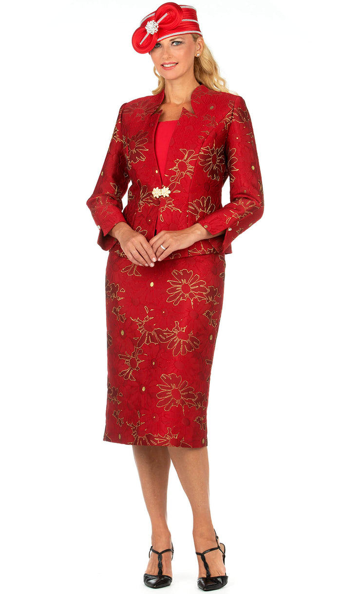 Giovanna 3 Piece Skirt Suit G1172-RD Size 8-24W