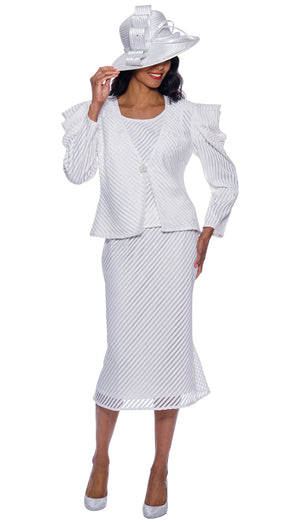 GMI 3 Piece Skirt Suit G8743 White Size 10